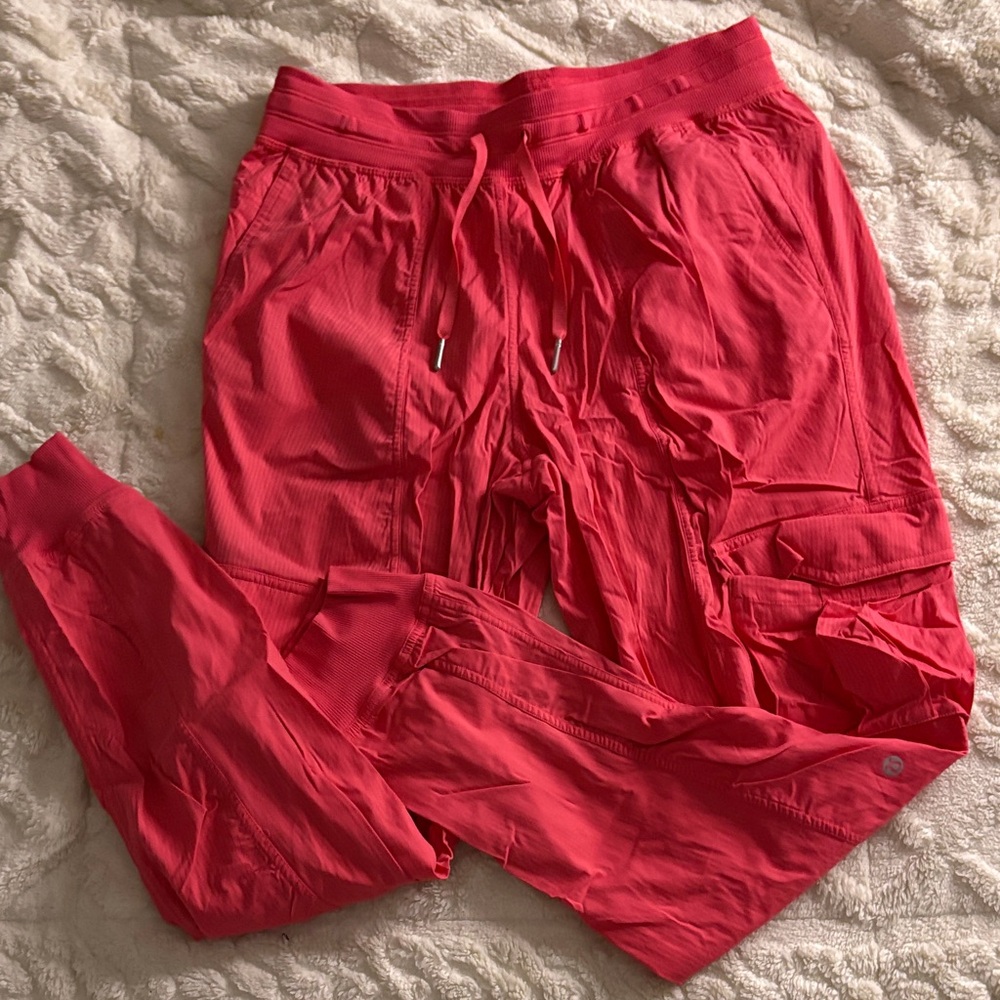 Womens Cargo Jogger Pants - Red